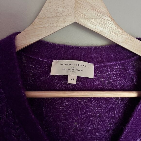 Sézane Purple La Maille Cardigan - Picture 2 of 4